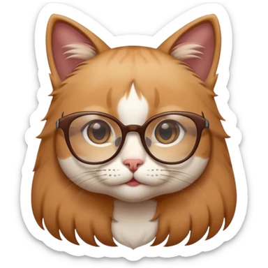 cute girl cat with big, super thin-framed glasses sticker