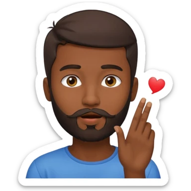Dark skin Indian 22 year old with beard short hair handsome model blowing a kiss light brown eyes  sticker