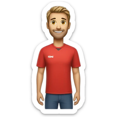 Men with cricket bat in red t shirt sticker