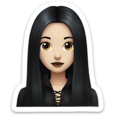 Gothic girl long black hair with brown eyes sticker