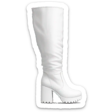 white knee high chunky heel boots sticker