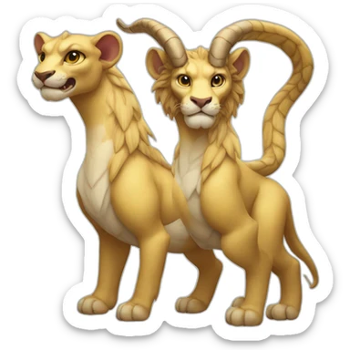 three headed chimera snake lion goat one body sticker