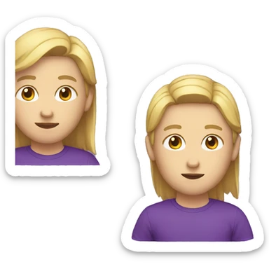 White Person wearing purple tshirt  and sayys I have no idea  sticker