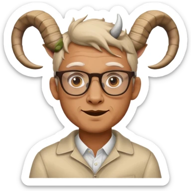 man with goat horn and eyeglasses sticker