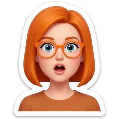 Mujer sorprendida con cabello naranja y gafas naranjas sticker
