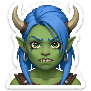ork woman with blue hair sticker