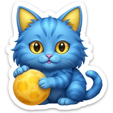 Blue cat holding a moon in it’s paws 🌙🐱 sticker