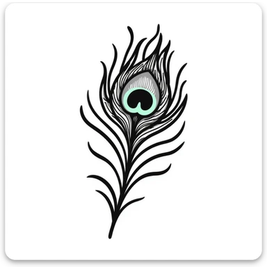 Iridescent peacock feather with beautiful rainbow eye pattern sticker