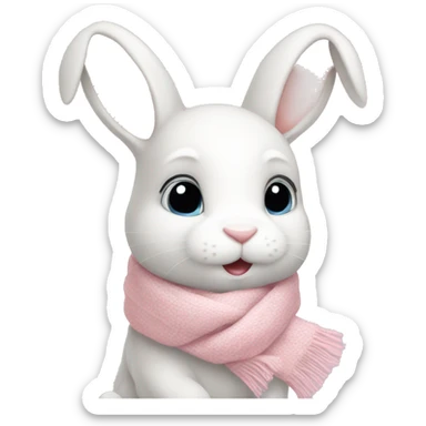 White bunny with light pink scarf sticker