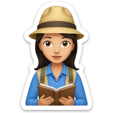 island tour guide with a notebook, dark hair sticker