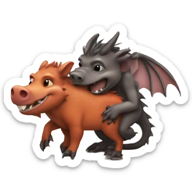 Dragon hugs wild boar sticker
