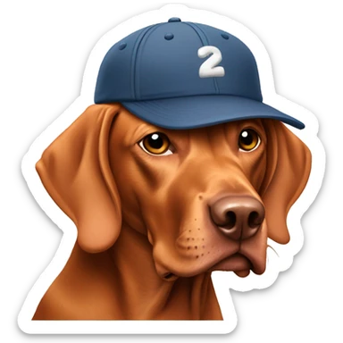 magyar vizsla with baseball cap sticker