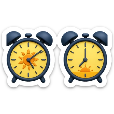 emoji stile iphone 3d che rappresenta la mattina presto come orario accanto ad emoji stile iphone 3d che rappresenta il tardo pomeriggio come orario sticker