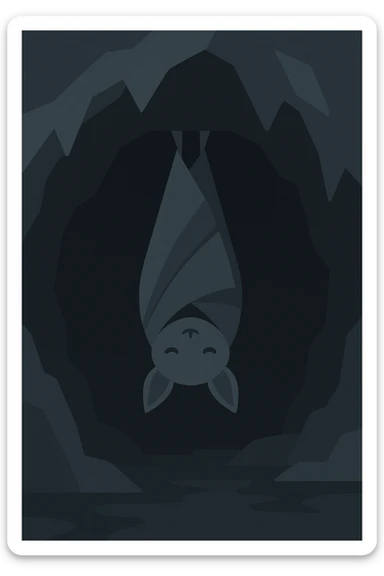 Flat design style bat in the cave sticker
