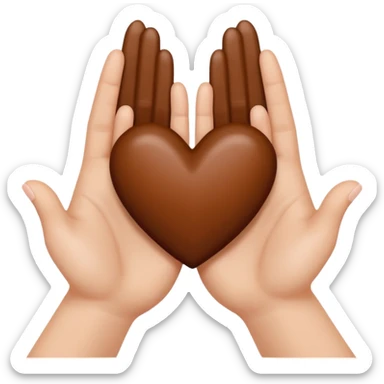 deux mains qui forment un coeur, une main blanche et une main marron sticker