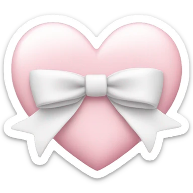 Pastel pink heart with white bow sticker