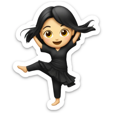 dancing asian girl wearing black sticker
