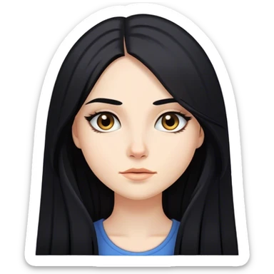 cara fina, cabello negro largo, delgada sticker