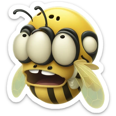 Cute chunky bee with tongue sticking out next to squidward sticker