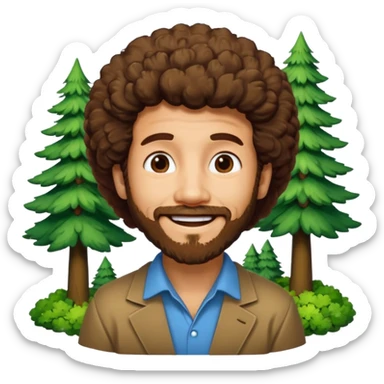 Bob Ross and Happy Little trees sticker