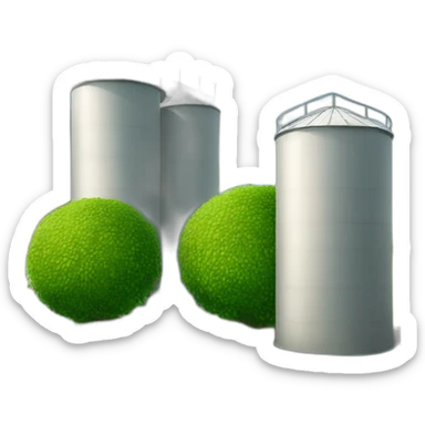 round bushes in front of silo sticker
