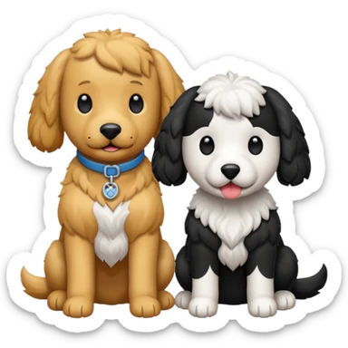 Un caniche blanco y otro caniche negro,los dos separados  sticker