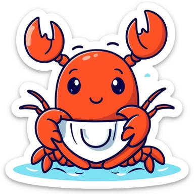 Crying lobster with a bib sticker