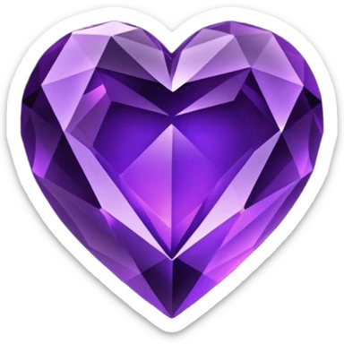 black heart with a faceted crystal texture and subtle dark purple glow sticker