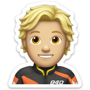 A blond man on a motocross bike sticker
