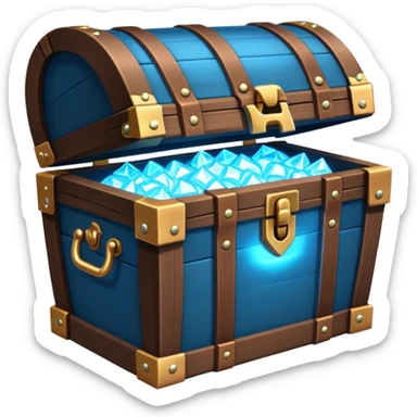 open treasure chest glowing blue light sticker