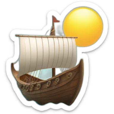 viking ship on the ocean with blue sky and sun in background sticker