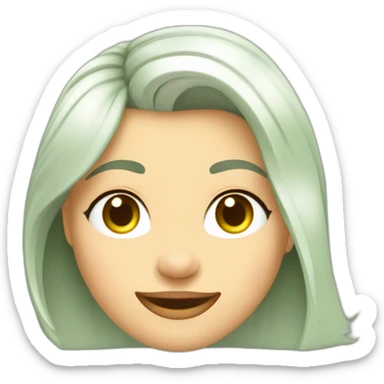 Mujer ,Pelo rubio ceniza corte bob, ojos verdes grande, pestañas con rímel, sonrisa, cara ovalada pose haciendo yoga sticker