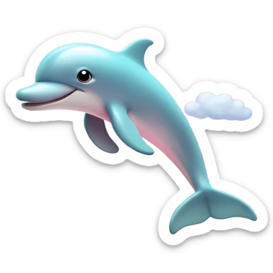 Pastel-pink-colors-dolphin flying over rainbow sticker