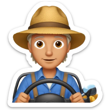 GRANJERO MANEJANDO AUTO sticker