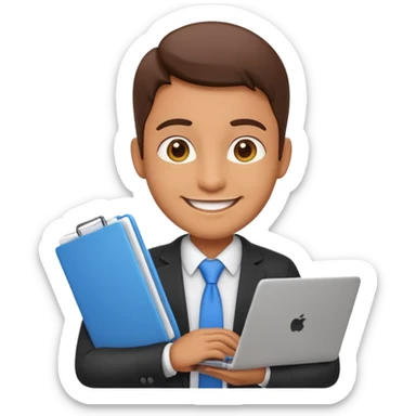 project manager emoji with a laptop and documents sticker