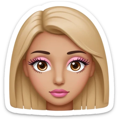 brown eyes, lite pink lips, long eye lashes sticker