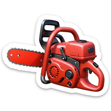 Small chainsaw, horror style, cartoon emoji, no background sticker