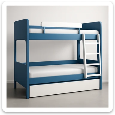 modern bunk bed, mostly blue with white accents, sleek and contemporary sticker