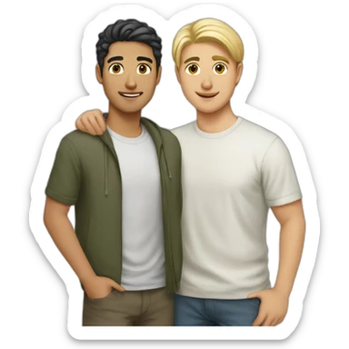 Arab asian and blonde italian male friends standing together sticker