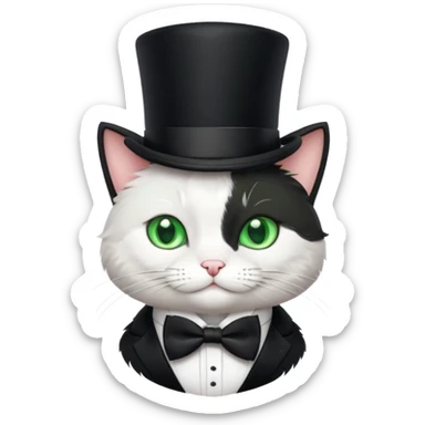 Cat wearing top hat and bow tie sticker