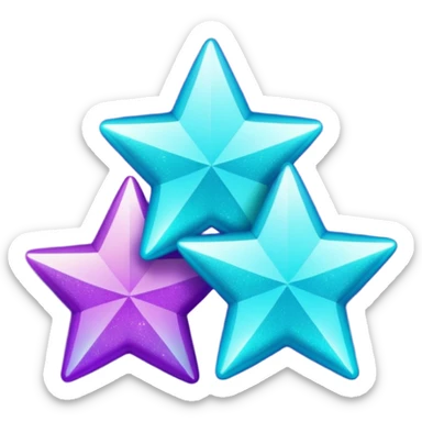 glitter purple and cian 3 stars sticker