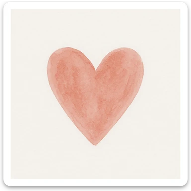 a heart in a drawn gouache painting style with visible brushstrokes and thick texture sticker