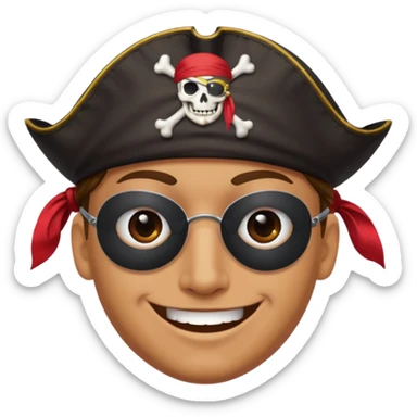 person with pirates eye patch sticker