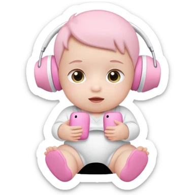 a cute baby in a white diaper and pink airpod sticker
