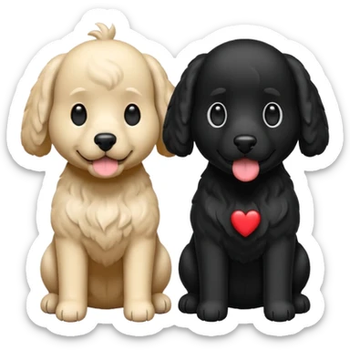 Un caniche blanco y otro caniche negro,los dos separados  sticker