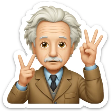 Einstein putting up peace sign  sticker