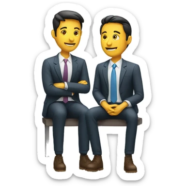 2 people sitting and talking, job interview semi casual sticker