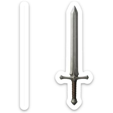 a silver greatsword, broad blade, medieval fantasy design sticker