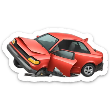 crashed car sticker