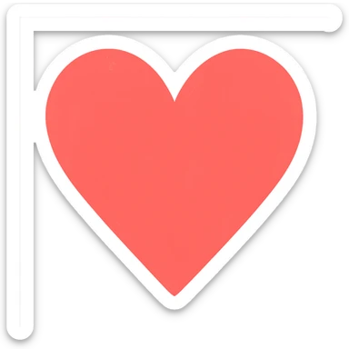 heart with a bold coral pink color, digital illustration, no background sticker